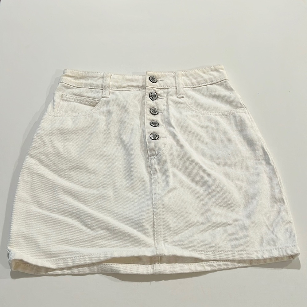 John Galt White Denim Skirt Size Small